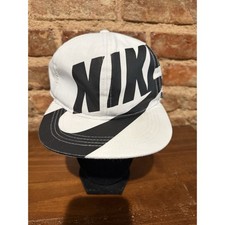 Nike SB Skateboard Youth SnapBack Hat White Black Swoop