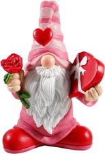 7.1"X5.1" Larger Valentines Day Gnome - Valentine'S Day Decor Gifts Pink Resin G