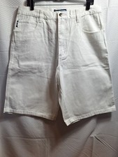 SOUTHPOLE Denim Short Jorts Sz 36 White Baggy Hip Hop Skater 90s Y2K Streetwear