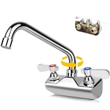 Leak-Free Commercial Sink Faucet 10" Swivel Spout, Wall 4" center 10" spout