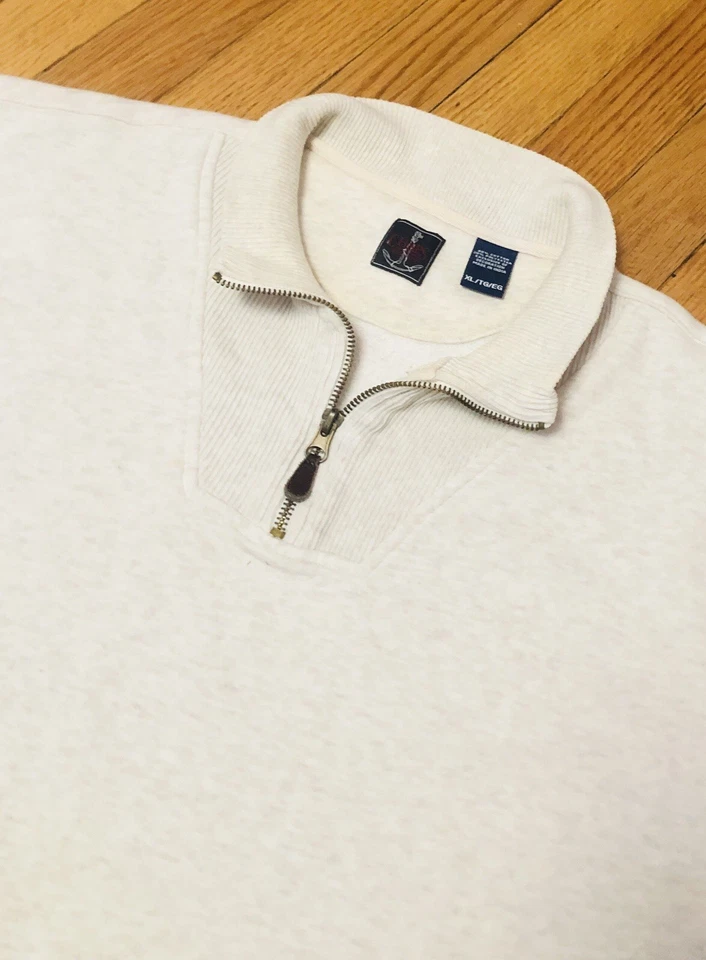 Vintage Chaps 1/4 Zip Pullover Fleece Sweater Ribbed Collar & Cuffs Mens XL  - Image 2 of 4