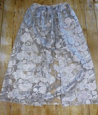 Vintage Custom 50s Hostess Skirt Silver Sheer Open Front S/M Waist 29"