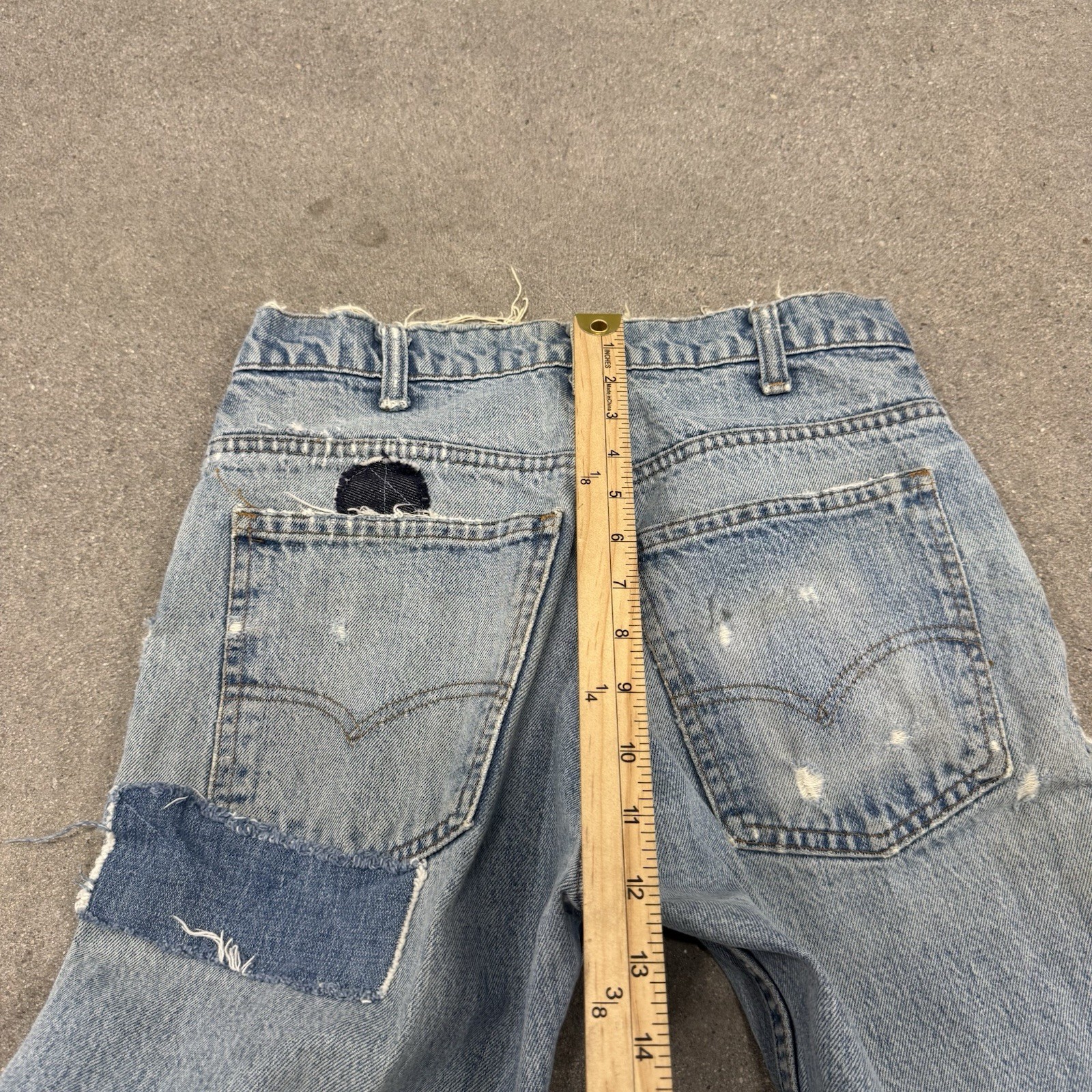 VTG  Levi’s 646-0217 Flare Bottom Jeans Orange Tab sz 27x32 70s Patchwork Hippy thumbnail 7