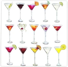 Martini Napkins for Cocktail, white, pink, orange, yellow, green, blue 