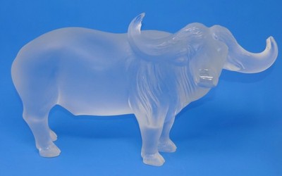 Lalique Nam Water Buffalo Crystal Sculpture DAMAGED