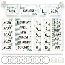 Flip Calendar Bulletin Board Set, Eucalyptus Classroom Decoration with Holder,
