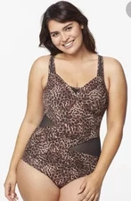 NEW Orig$139 Ruby Ribbon Leopard Palm Beach Swimsuit Bathing Suit 14 NWT