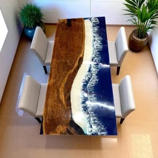 Elegant Ocean Epoxy Wave Resin Top Sofa Dining Table kitchen Slab Decors