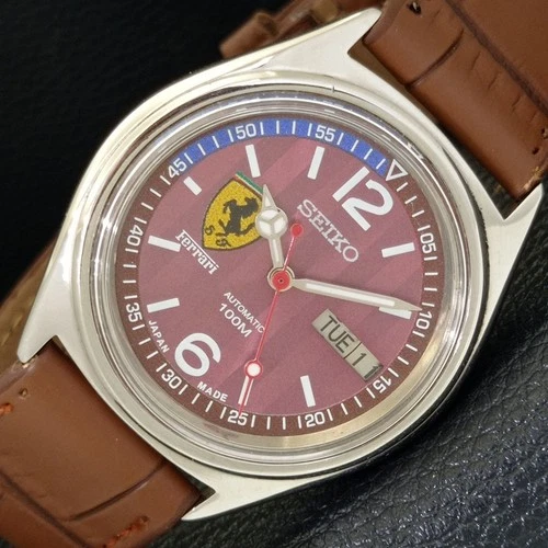 JAPAN VINTAGE SEIKO AUTOMATIC 7009A MENS FERRARI DIAL WATCH a700468-1