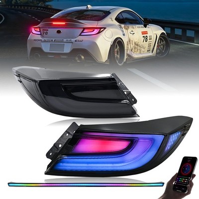 1Set Smoked RGB LED Tail Lights Trunk Bar For Toyota GR86 Subaru BRZ 2021-2025