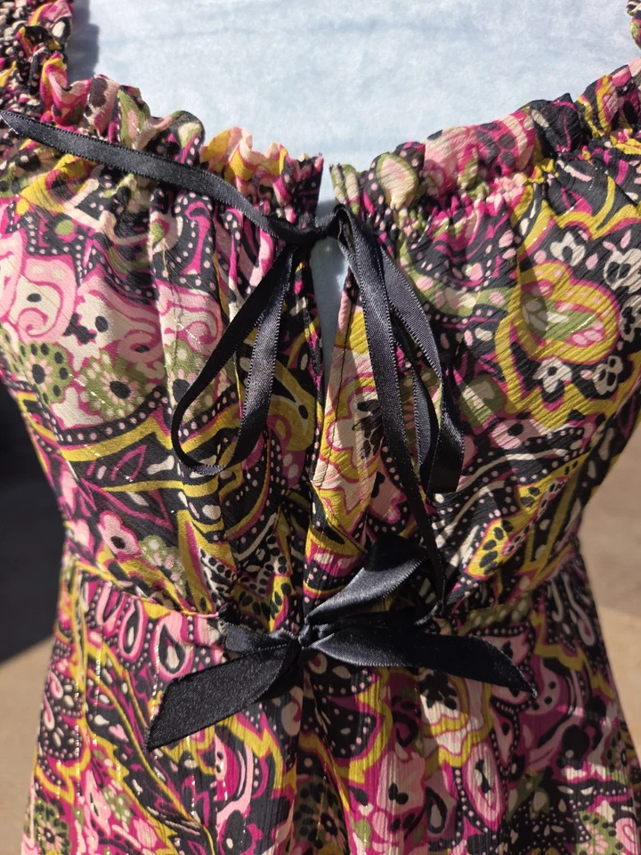 Blusa Betsey Johnson Intimates pequena babydoll manga com tampa e detalhe de renda Y2k - Imagem 3 de 4