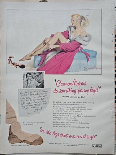 1951 Cannon Go Girl Nylons Stockings legs Jon Whitcomb Art Vintage ad