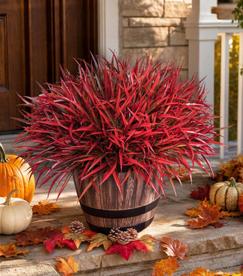 Fake Artificial Plants Outdoor Fall Decorations, 12Pcs Realistic Faux Plastic Gr