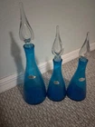 3 beautiful blue Blenko glass vases. Great condition, no cracks. Original Blenko