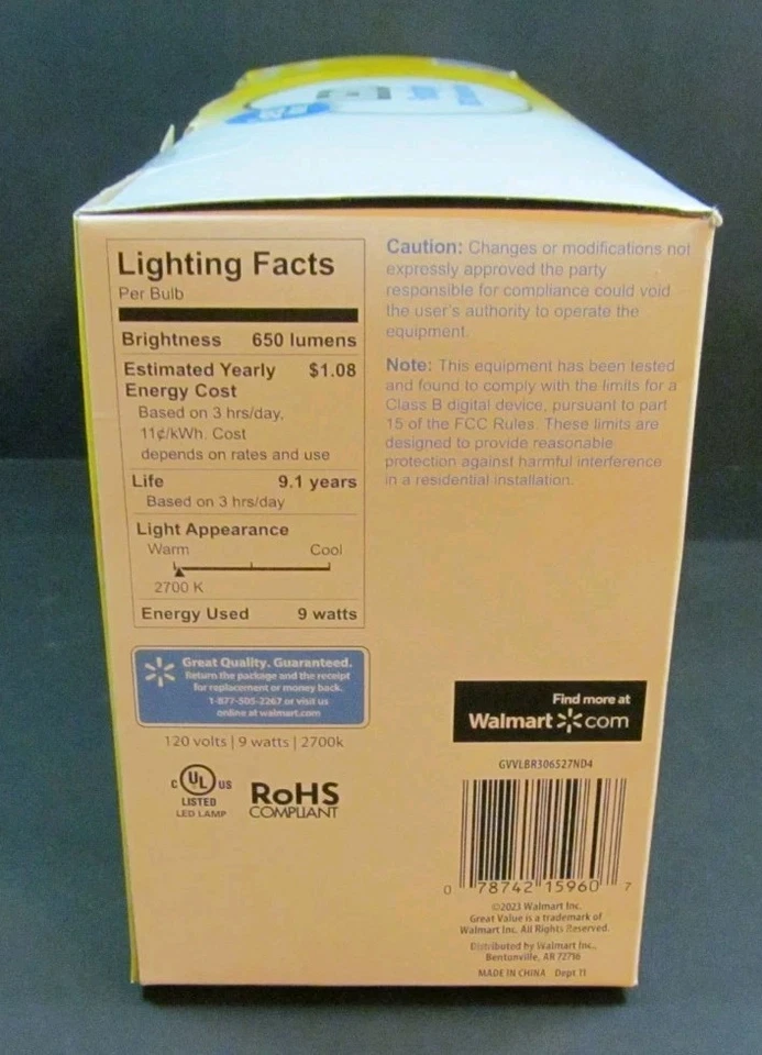 Great Value LED Light 4 Bulb 9W 65W Equivalent BR30 Floodlight Lamp SoftWhite - Image 3 of 4