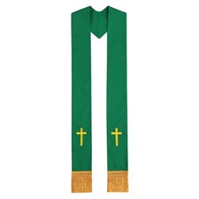 BLESSUME Church Clergy Pastor Cross Embroidered Stole Green 8