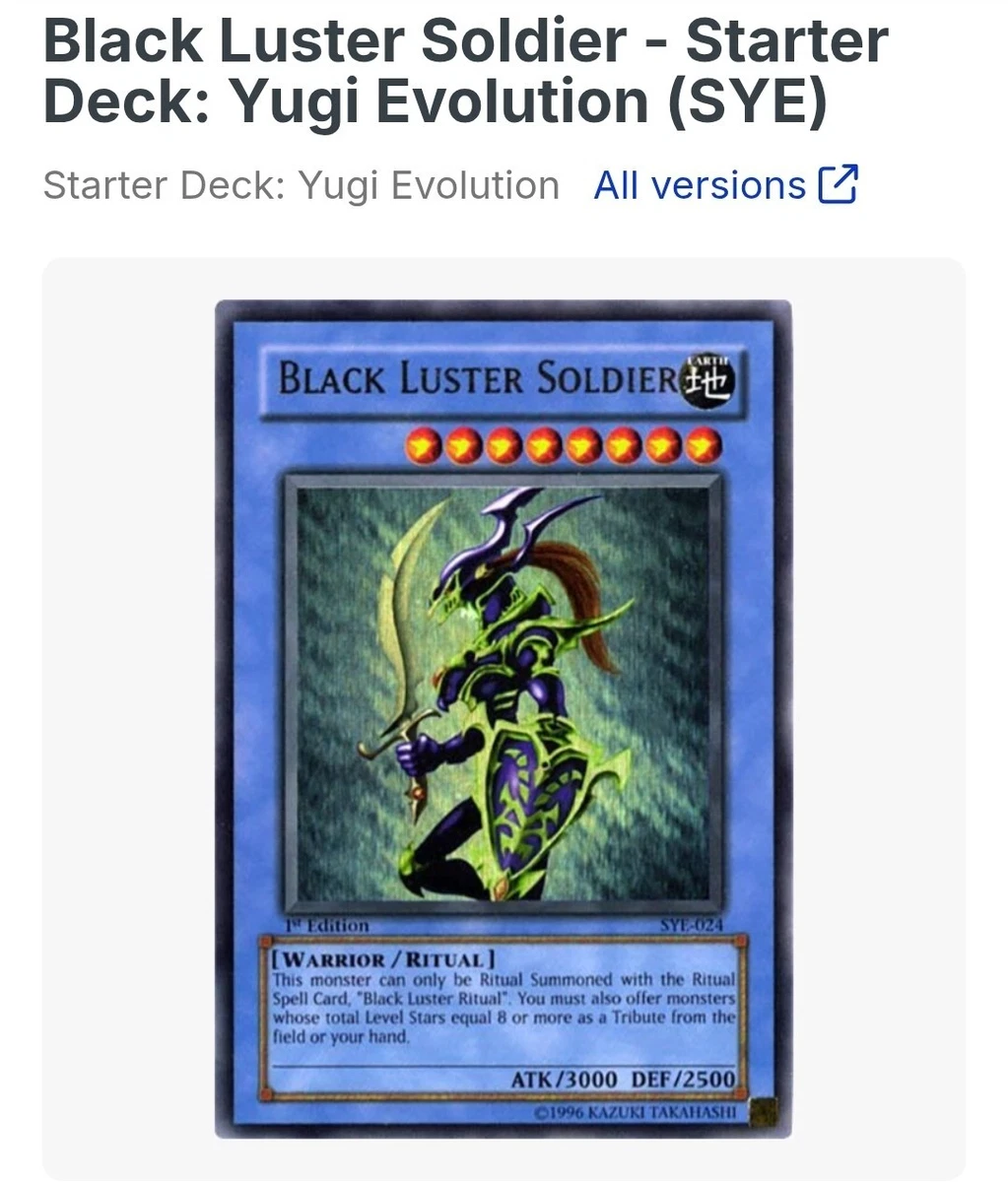 Black Luster Soldier SYE-024 Starter Deck: Yugi Evolution for sale