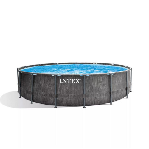 Piscina Intex Prisma Frame Greywood 26742 Ø457x122 cm efecto madera gris