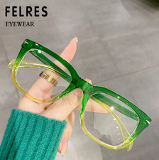 Men Women Square Anti Blue Light Eyeglasses Green And Yellow Frame Glasses New