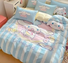 Sanrio Cinnamoroll Bettwäsche Set Blau Cartoon Bettbezug & Kissenbezüge Süß Geschenk
