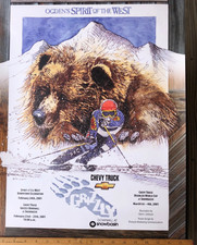 VTG 2001 Ski Poster Snow Basin Utah 18 x24 Bear Design Chevy Truck Sponsor