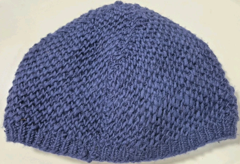 Nudo Francés - Gorro Floral Azul Tejido Lana Forrado Vellón Hecho a Mano en Nepal Foto 3 de 4