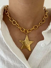 Star Necklace Camila Coelho Gold Chain Link Choker Statement CZ Boho TikTok