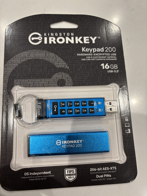 Kingston Ironkey 16GB Keypad 200 verschlüsseltes Typ-A Flash Drive USB 3.2 Gen1 FIPS
