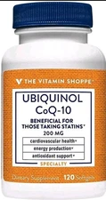 The Vitamin Shoppe Ubiquinol CoQ-10 200mg Heart Health 120 Softgels SEEPICTURES
