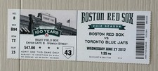 6-27-2012 David Ortiz HR 399 Full Season Ticket Red Sox Encarnarcion HR 139 HOF