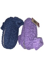 MUK LUKS Women's 2-pack Shea Butter Fold Over Slipper Sock Navy/Purple