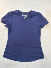 Greys Anatomy Aubrey Scrub Top Navy Blue Size Small 2 Pocket V Neck 71166