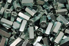 (100) Hex Coupling Nuts 3/8-16 x 5/8 x 1-1/8 Threaded Rod Connector Zinc