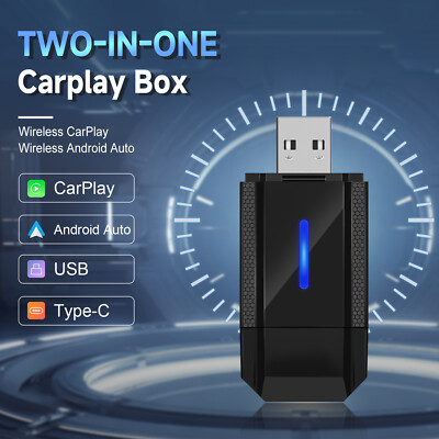 2 in 1 Wireless Apple Carplay Android Auto Adapter USB Car Dongle Connect Box DE