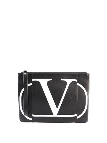 Valentino Garavani Bolso Leather Clutch - V Logo (Travel Makeup Bag)