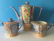 LUSTERWARE Made in Japan Floral Luster Teapot Sugar Creamer Set TT Takito