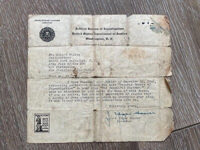 John Edgar Hoover - Autogramm - Autographe handsigniert 1944 Americana