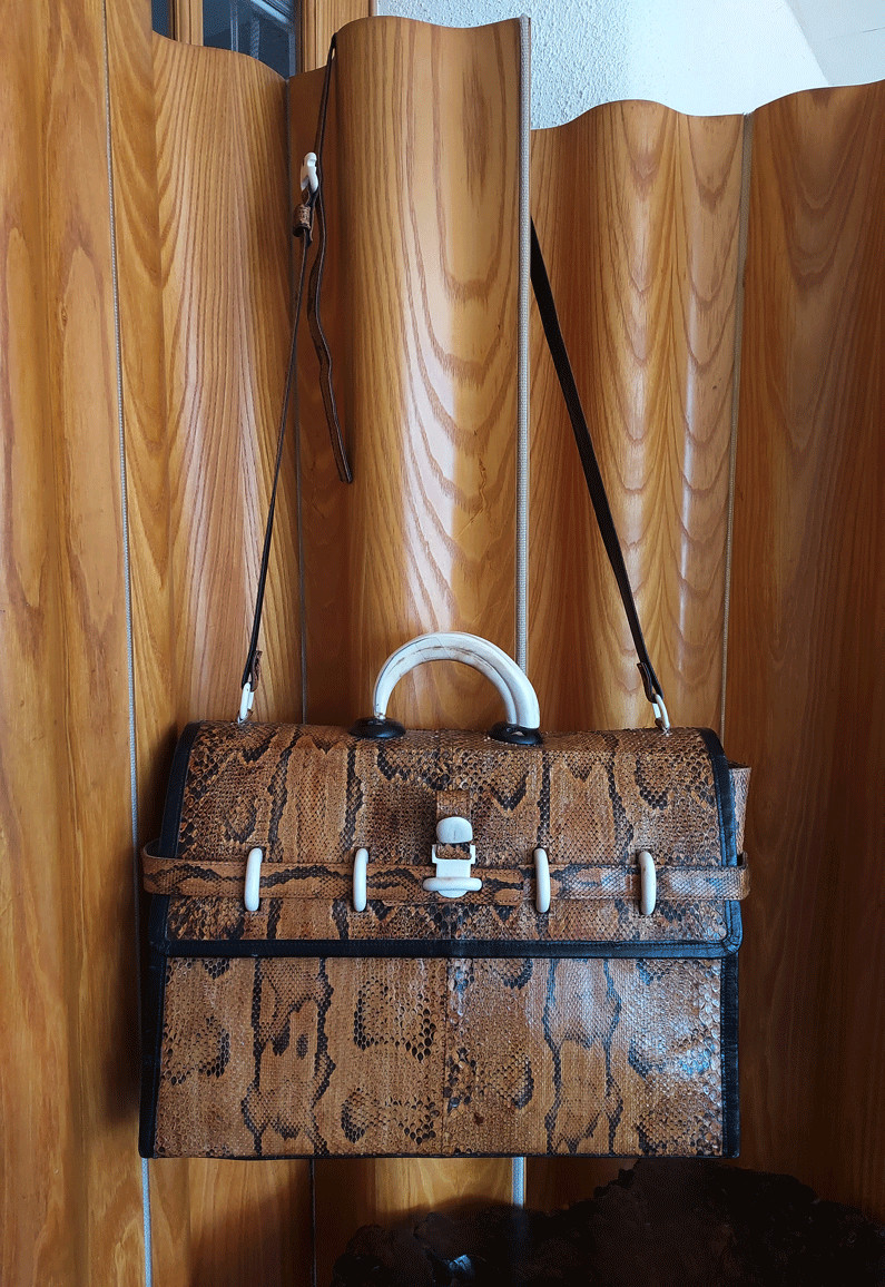 Vintage Lowell Mid Century Python Snakeskin&Tusk … - image 1