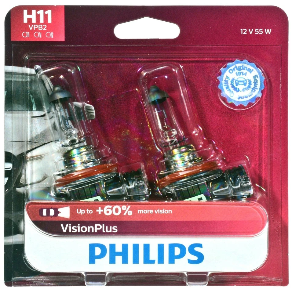 Philips VIsion Plus 60% H11 55W Two Bulbs Head Light Low Beam Replace Legal DOT - Image 2 of 4
