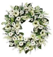 August Grove White Lily Of The Valley Anemone 24 Wreath on sale August Grove White Lily Of The Valley Anemone 24 Wreath on sale
