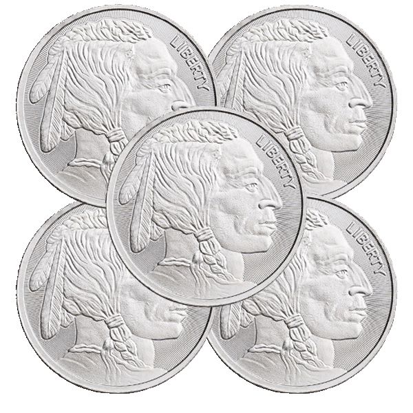 Lot of 5 - Buffalo Indian 1 oz .999 Fine Silver Elemetal Round | eBay
