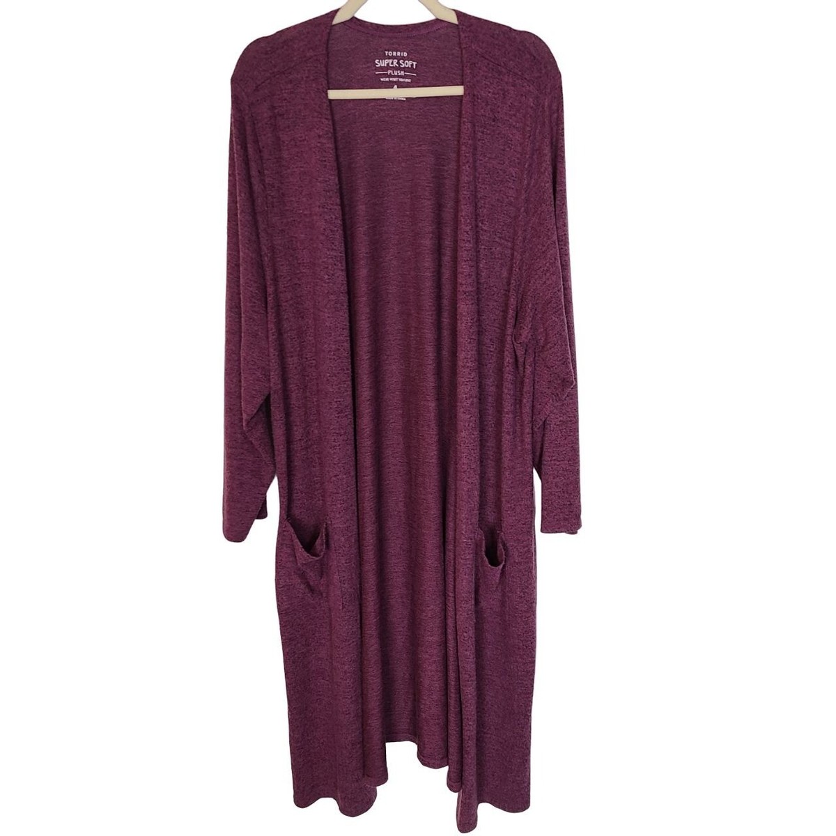 Torrid Womens 4X Purple Magenta Super Soft Plush Duster Open