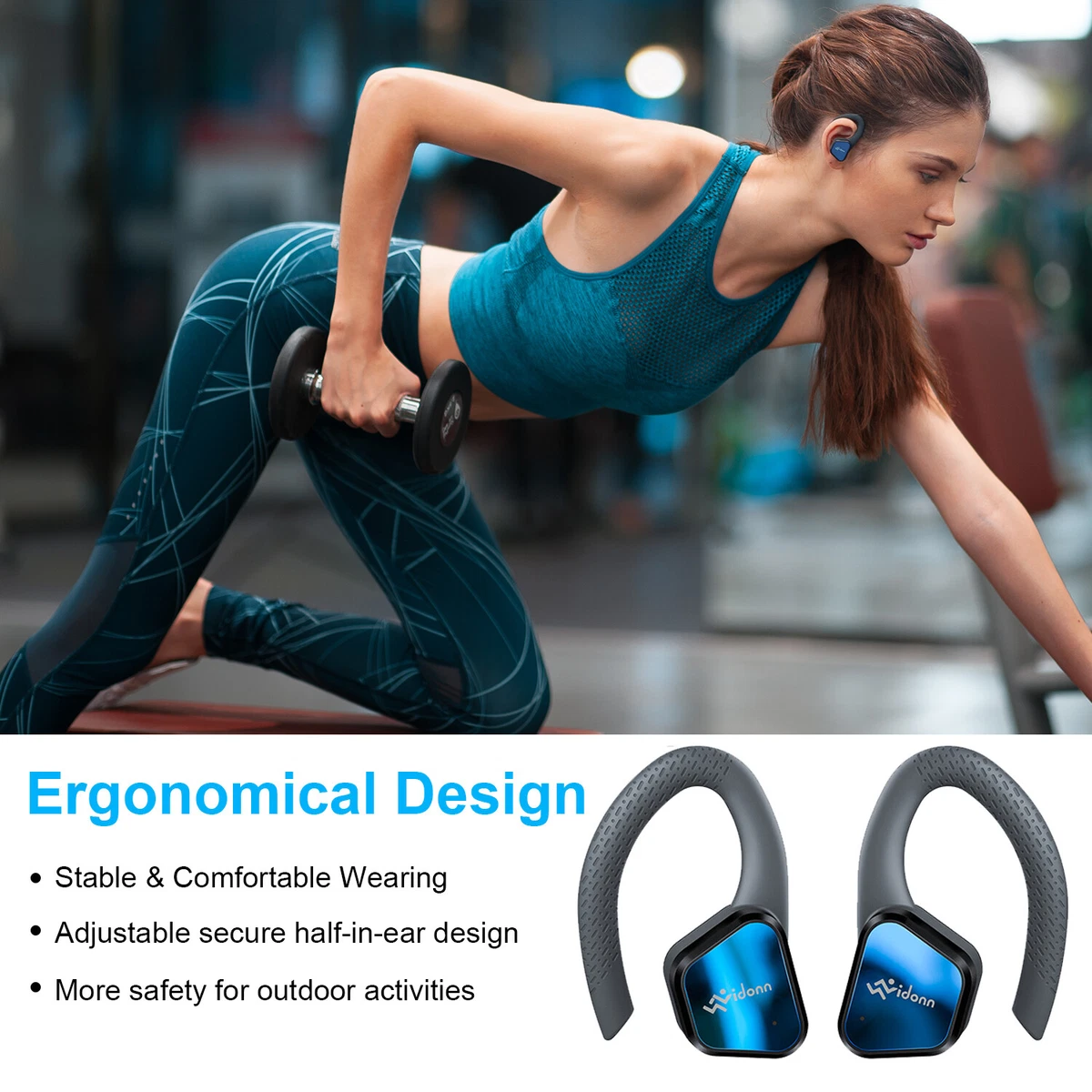 True Wireless Sport Earbuds Earphones Headset Bluetooth 5.0 Half