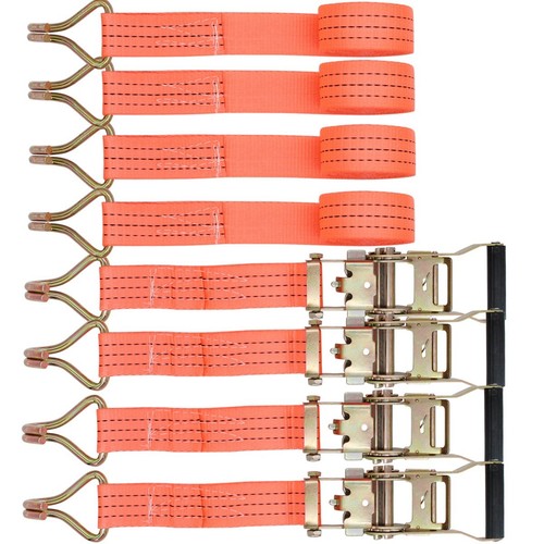 Paquete de 4) Conjunto de correa de amarre de trinquete | 38 mm x 6 M | LC 2000 kg | Gancho y guardián - Imagen 1 de 5