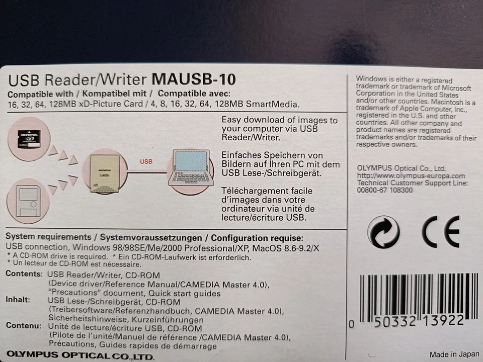 Olympus Camedia Mausb - 10 USB Smart Media Card Reader/Writer - New Sealed - Image 4 of 4