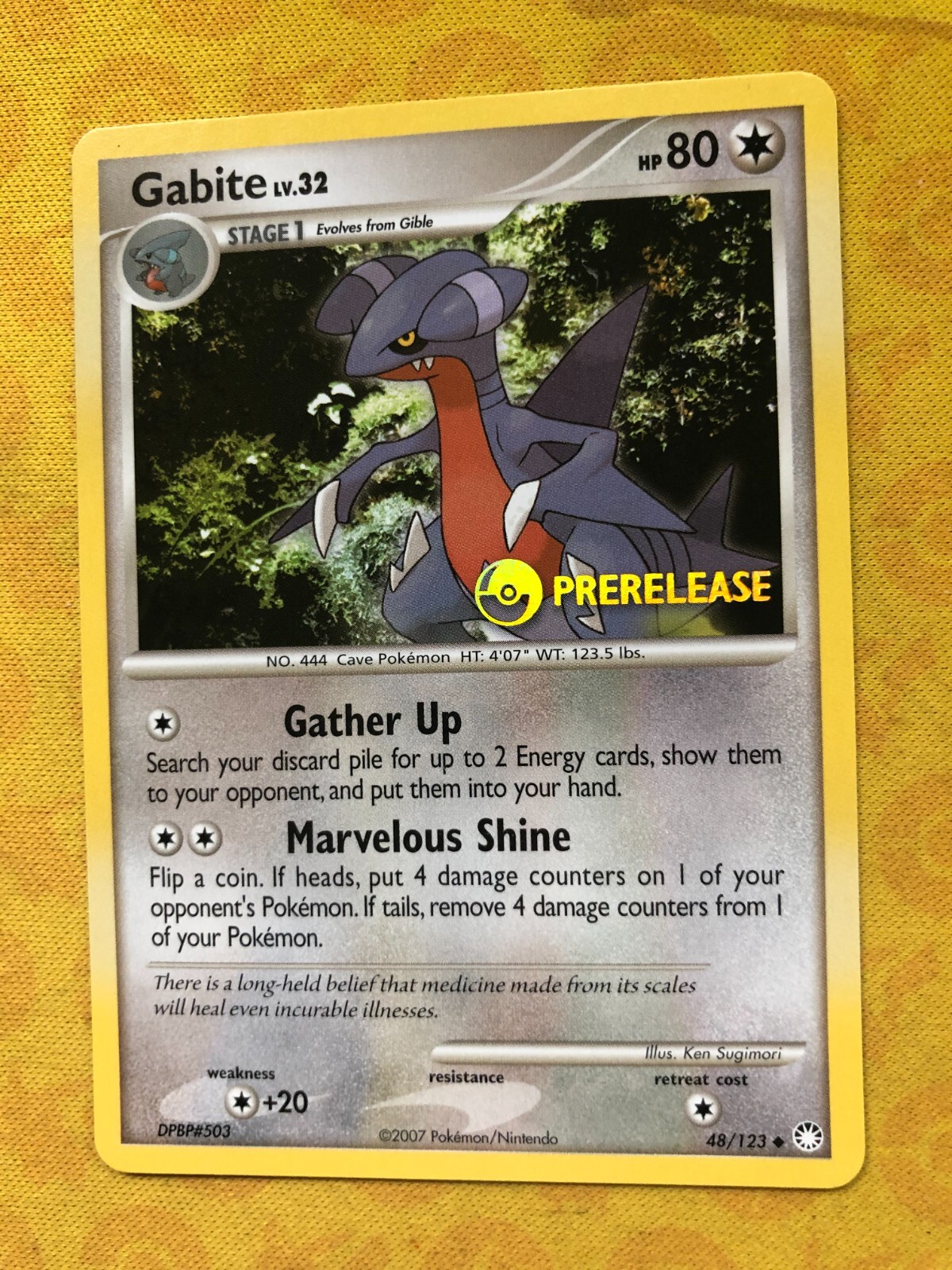 Pokemon Gabite DP Mysterious Treasures Prerelease Promo 48/123 Mint