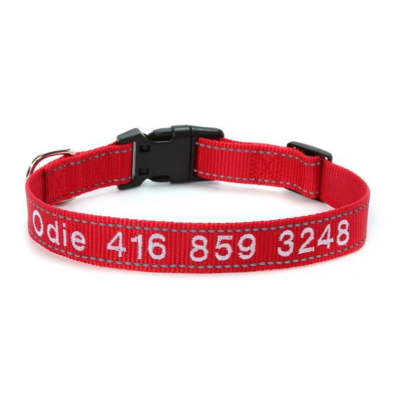 Personalised Dog Collar Custom Name / Number Embroidered Pet Collars Reflective eBay