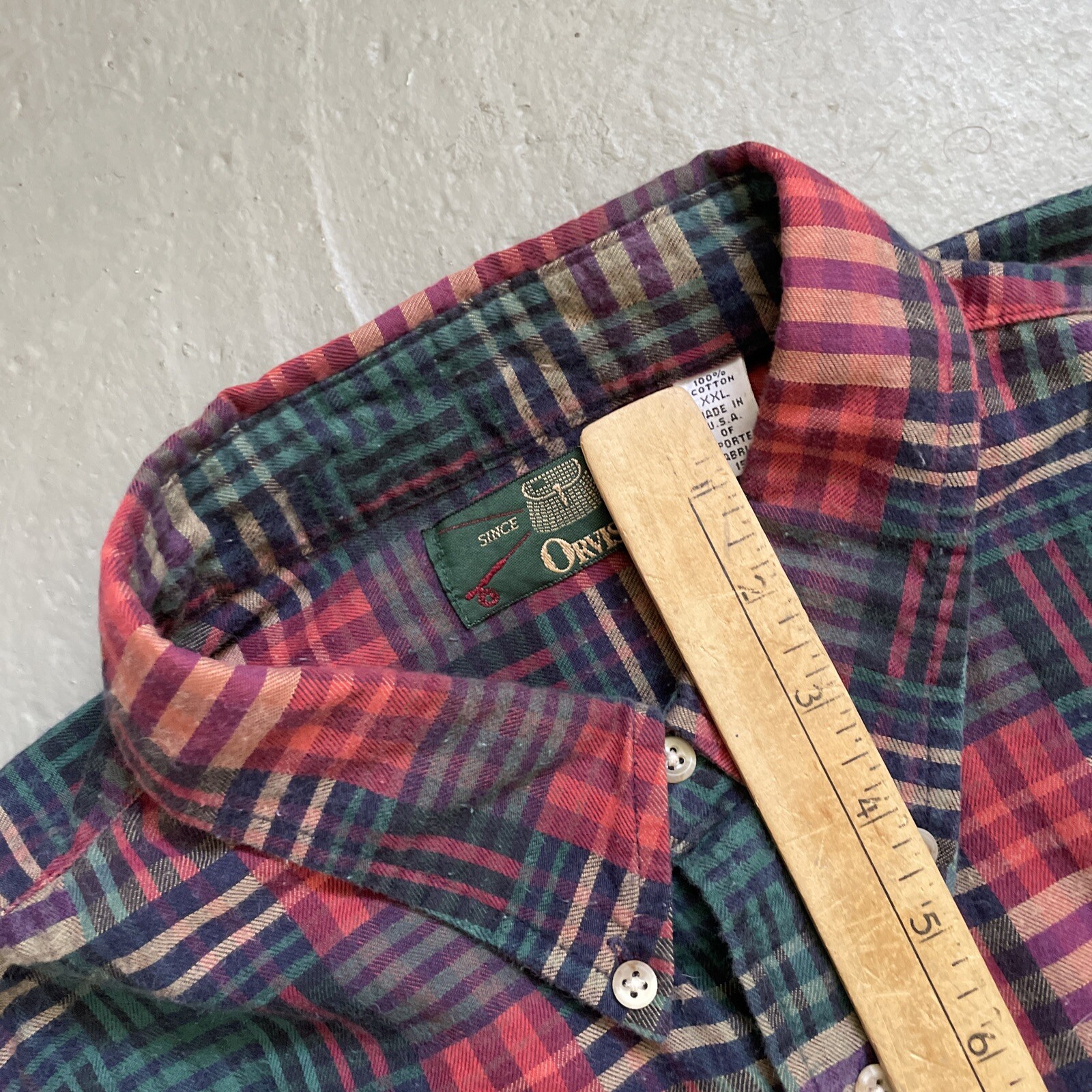 Vintage Orvis Patchwork Flannel Button Outdoor Ca… - image 4