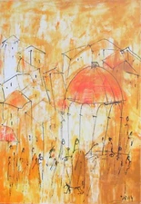 Oil Painting Original Canvas Stretcher Italy South City Yellow 100x70 Signed ZM