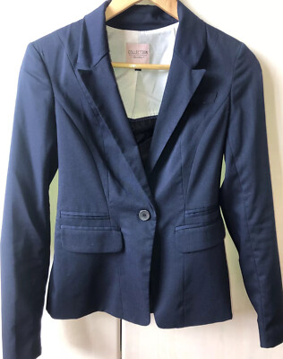 Bershka Navy Tailored Blazer Size XS Great Condition! UK